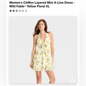 Wild Fable Yellow Floral Chiffon Layered Mini Dress